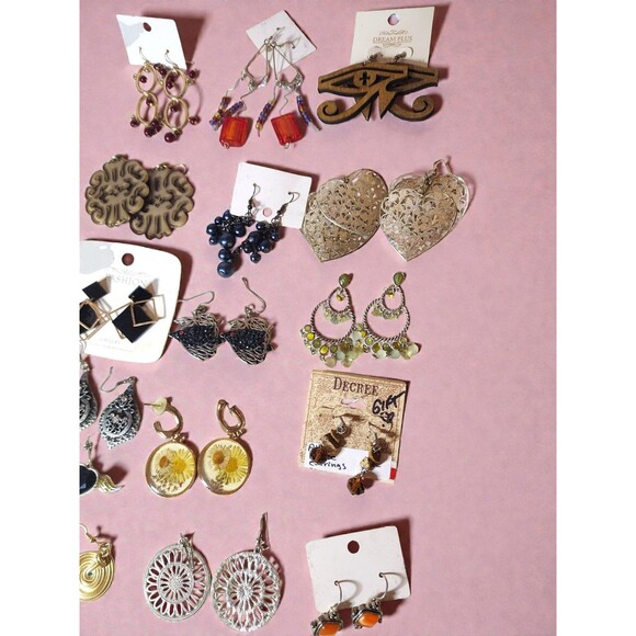 40 Pair Earring Lot Boho Dangle Statement Novelty Fruit Eye of Horus Retro - Picture 2 of 6